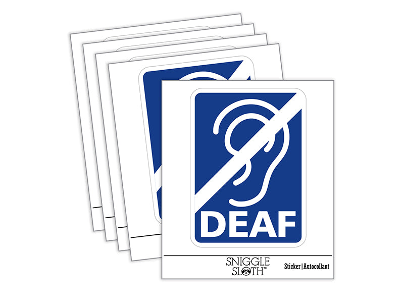 Deaf Hearing Loss Ear Waterproof Vinyl Phone Tablet Laptop Water Bottle Sticker Set - 5 Pack