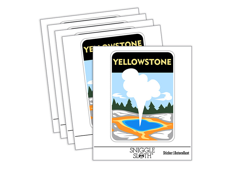 Destination Yellowstone National Park Waterproof Vinyl Phone Tablet Laptop Water Bottle Sticker Set - 5 Pack