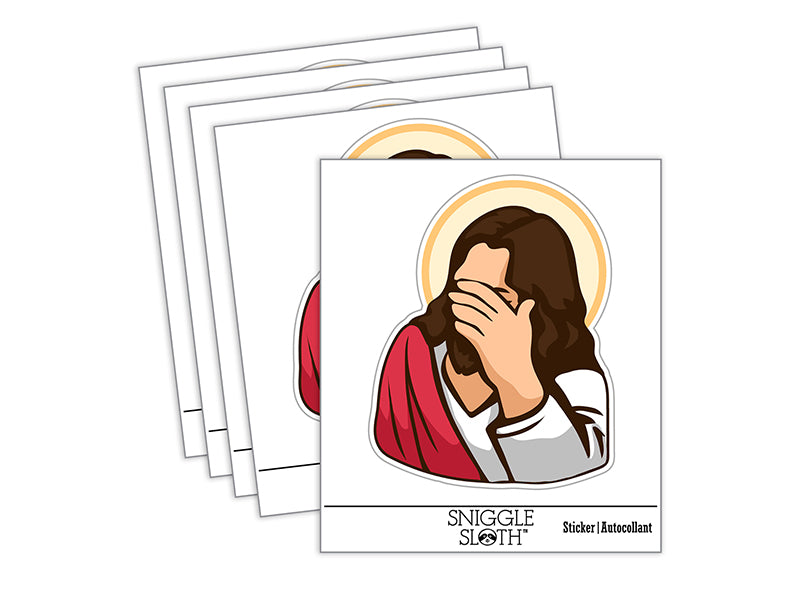 Disapproving Jesus Face Palm Waterproof Vinyl Phone Tablet Laptop Water Bottle Sticker Set - 5 Pack