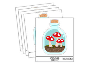 Glass Bottle Mushroom Dirt Terrarium Waterproof Vinyl Phone Tablet Laptop Water Bottle Sticker Set - 5 Pack