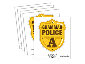 Grammar Police Badge Waterproof Vinyl Phone Tablet Laptop Water Bottle Sticker Set - 5 Pack