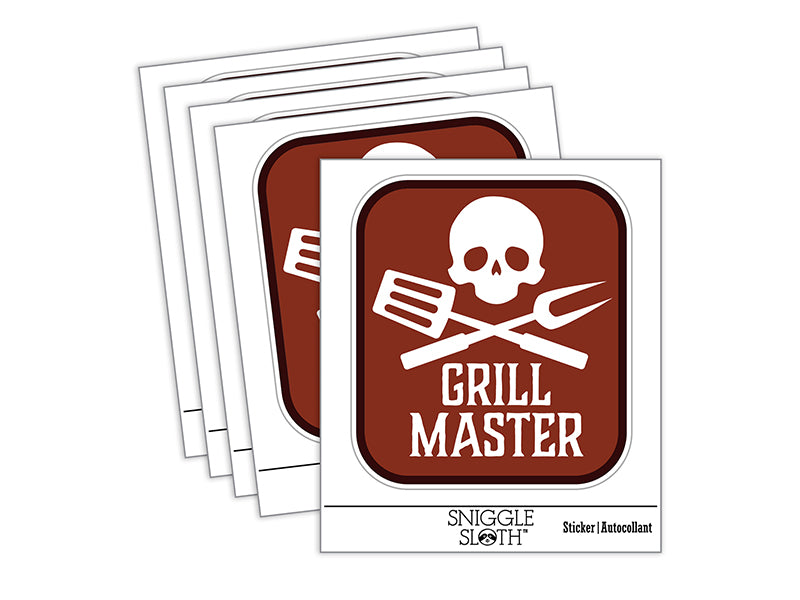 Grill Master BBQ Barbeque Skull Waterproof Vinyl Phone Tablet Laptop Water Bottle Sticker Set - 5 Pack