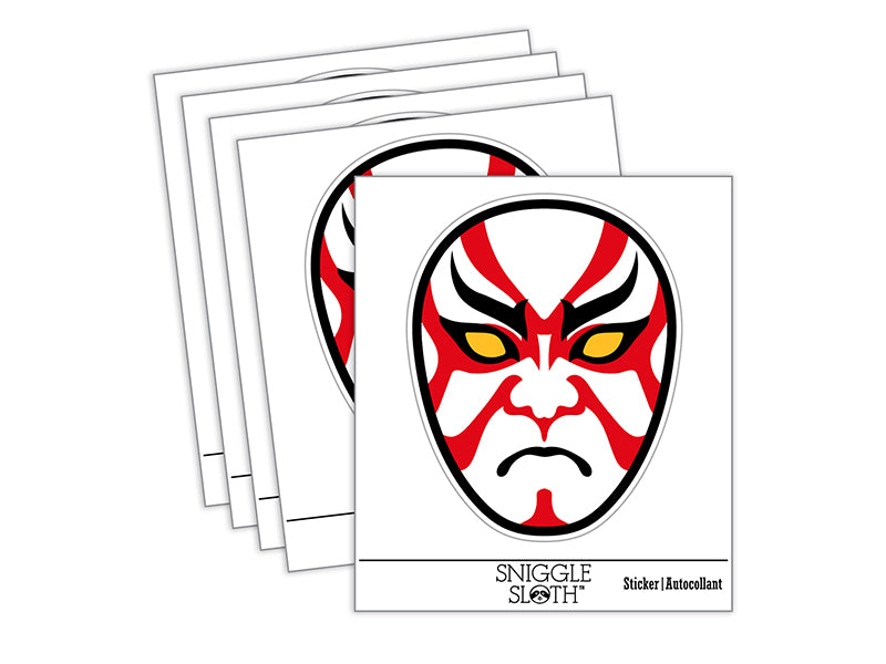 Japanese Kabuki Opera Mask Waterproof Vinyl Phone Tablet Laptop Water Bottle Sticker Set - 5 Pack