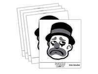 Sad Grayscale Monotone Clown Top Hat Waterproof Vinyl Phone Tablet Laptop Water Bottle Sticker Set - 5 Pack