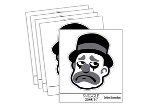 Sad Grayscale Monotone Clown Top Hat Waterproof Vinyl Phone Tablet Laptop Water Bottle Sticker Set - 5 Pack