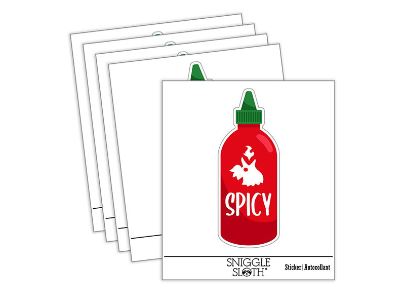 Spicy Hot Sauce Rooster Bottle Sriracha Waterproof Vinyl Phone Tablet Laptop Water Bottle Sticker Set - 5 Pack