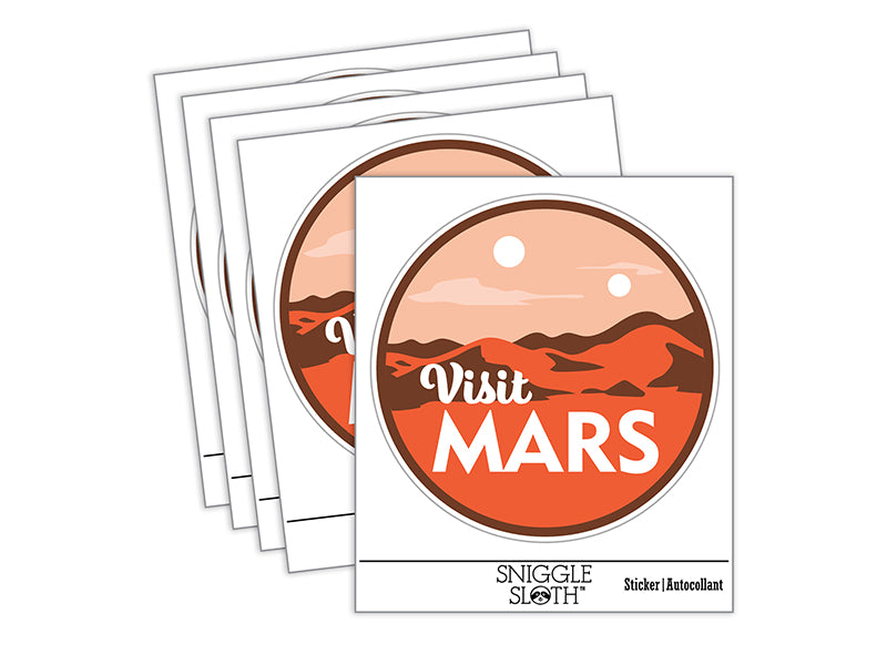 Visit Mars Science Fiction Destination Waterproof Vinyl Phone Tablet Laptop Water Bottle Sticker Set - 5 Pack