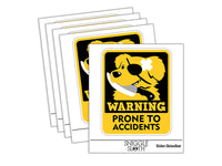 Warning Prone to Accidents Dog Waterproof Vinyl Phone Tablet Laptop Water Bottle Sticker Set - 5 Pack