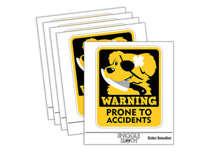 Warning Prone to Accidents Dog Waterproof Vinyl Phone Tablet Laptop Water Bottle Sticker Set - 5 Pack