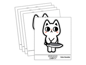 Cute Pocket Cat with Knife Waterproof Vinyl Phone Tablet Laptop Water Bottle Sticker Set - 5 Pack