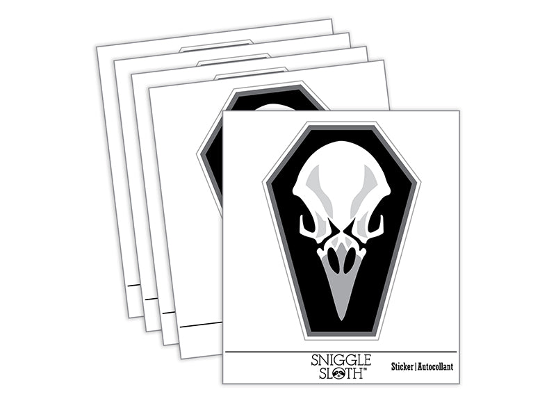 Raven Skull Coffin Goth Macabre Waterproof Vinyl Phone Tablet Laptop Water Bottle Sticker Set - 5 Pack