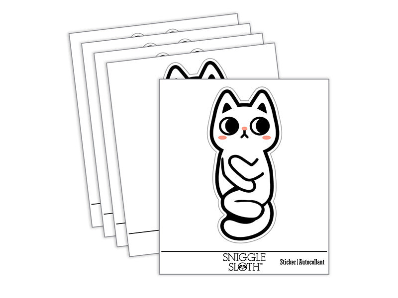 Shy Pocket Cat Hiding Waterproof Vinyl Phone Tablet Laptop Water Bottle Sticker Set - 5 Pack