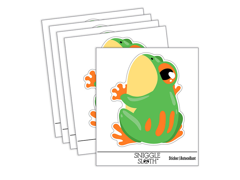 Cute Sticky Frog Looking Back Waterproof Vinyl Phone Tablet Laptop Water Bottle Sticker Set - 5 Pack