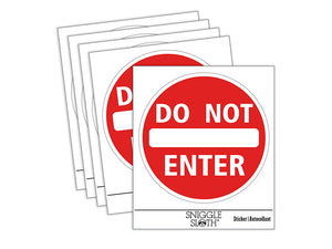 Do Not Enter Sign Red Circle Waterproof Vinyl Phone Tablet Laptop Water Bottle Sticker Set - 5 Pack