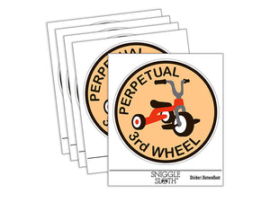 Perpetual Third Wheel Tricycle Friends Waterproof Vinyl Phone Tablet Laptop Water Bottle Sticker Set - 5 Pack