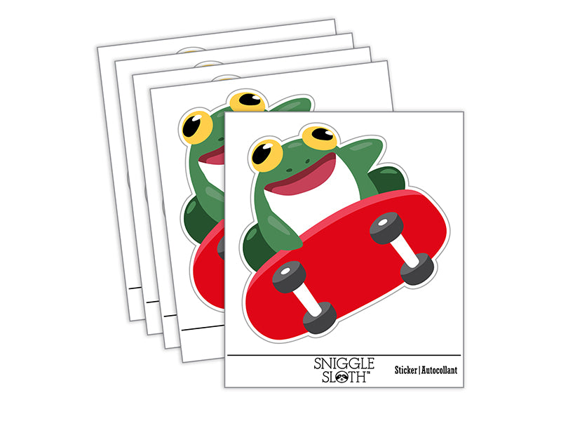 Rad Frog on Skateboard Waterproof Vinyl Phone Tablet Laptop Water Bottle Sticker Set - 5 Pack