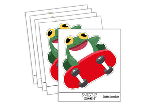 Rad Frog on Skateboard Waterproof Vinyl Phone Tablet Laptop Water Bottle Sticker Set - 5 Pack