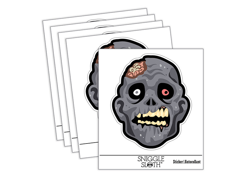 Scary Zombie Head Exposed Brains Waterproof Vinyl Phone Tablet Laptop Water Bottle Sticker Set - 5 Pack