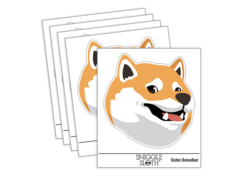 Side Eye Shiba Inu Smiling Dog Waterproof Vinyl Phone Tablet Laptop Water Bottle Sticker Set - 5 Pack