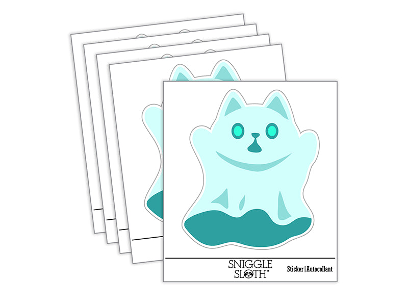 Spooky Ghost Cat Halloween Waterproof Vinyl Phone Tablet Laptop Water Bottle Sticker Set - 5 Pack