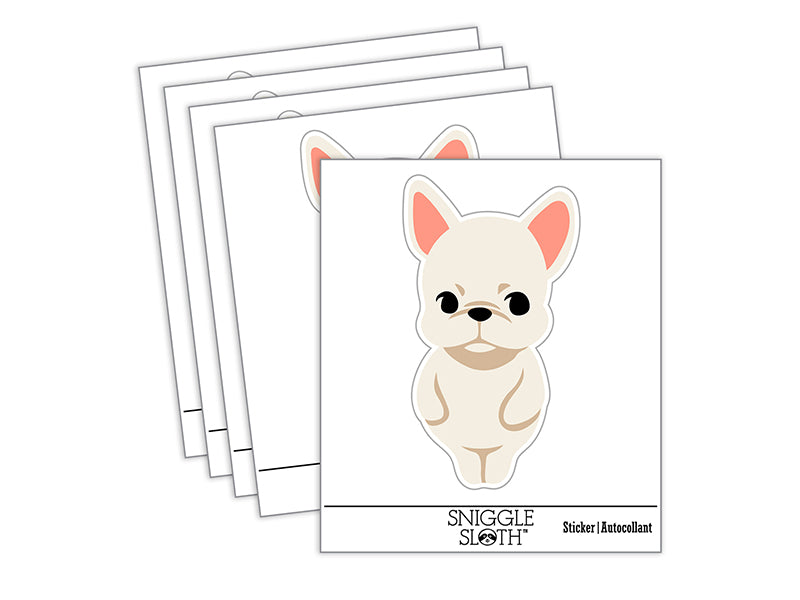 Standing French Bulldog Puppy Frenchie Waterproof Vinyl Phone Tablet Laptop Water Bottle Sticker Set - 5 Pack