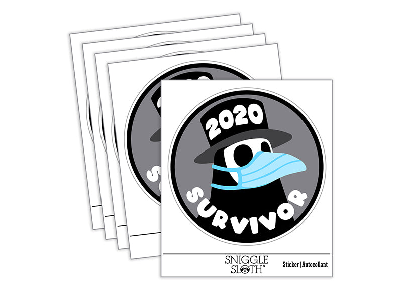 2020 Survivor Plague Mask Pandemic Waterproof Vinyl Phone Tablet Laptop Water Bottle Sticker Set - 5 Pack