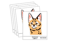 Curious Savannah Cat Serval Waterproof Vinyl Phone Tablet Laptop Water Bottle Sticker Set - 5 Pack