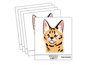 Curious Savannah Cat Serval Waterproof Vinyl Phone Tablet Laptop Water Bottle Sticker Set - 5 Pack
