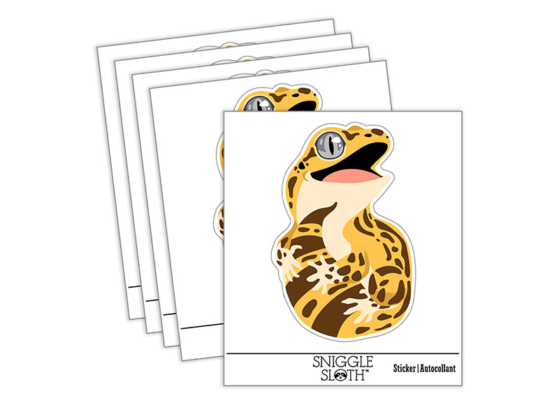 Happy Gecko Lizard Holding Tail Waterproof Vinyl Phone Tablet Laptop Water Bottle Sticker Set - 5 Pack