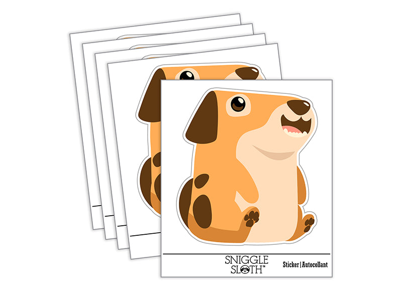 Silly Dog Sitting Up Smiling Waterproof Vinyl Phone Tablet Laptop Water Bottle Sticker Set - 5 Pack