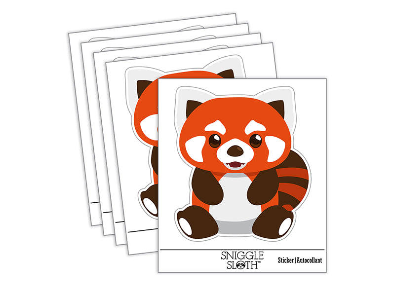 Adorable Red Panda Sitting Waterproof Vinyl Phone Tablet Laptop Water Bottle Sticker Set - 5 Pack