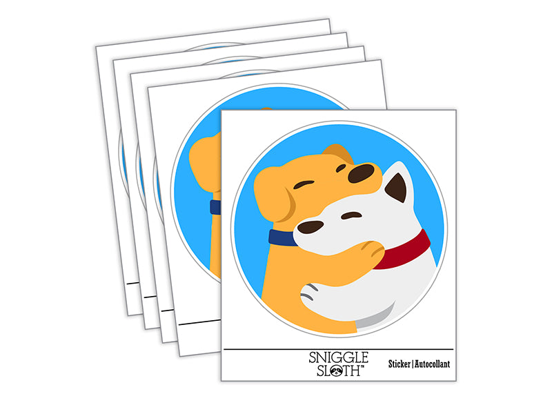 Dog Best Friends Hugging Waterproof Vinyl Phone Tablet Laptop Water Bottle Sticker Set - 5 Pack