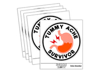 Tummy Ache Survivor Merit Badge Waterproof Vinyl Phone Tablet Laptop Water Bottle Sticker Set - 5 Pack