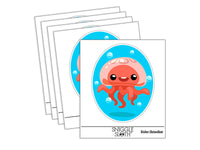 Adorable Floating Jellyfish Bubbles Waterproof Vinyl Phone Tablet Laptop Water Bottle Sticker Set - 5 Pack