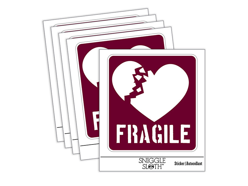 Fragile Broken Heart Waterproof Vinyl Phone Tablet Laptop Water Bottle Sticker Set - 5 Pack