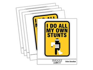 I Do All My Own Stunts Injured Hurt Mistakes Waterproof Vinyl Phone Tablet Laptop Water Bottle Sticker Set - 5 Pack