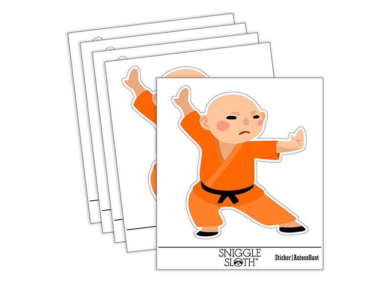 Martial Arts Monk Boy Waterproof Vinyl Phone Tablet Laptop Water Bottle Sticker Set - 5 Pack