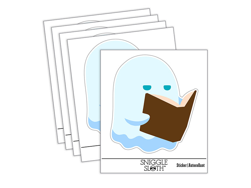 Studious Ghost Reading Book Waterproof Vinyl Phone Tablet Laptop Water Bottle Sticker Set - 5 Pack