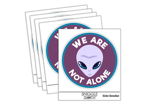 We Are Not Alone Gray Alien Head Waterproof Vinyl Phone Tablet Laptop Water Bottle Sticker Set - 5 Pack
