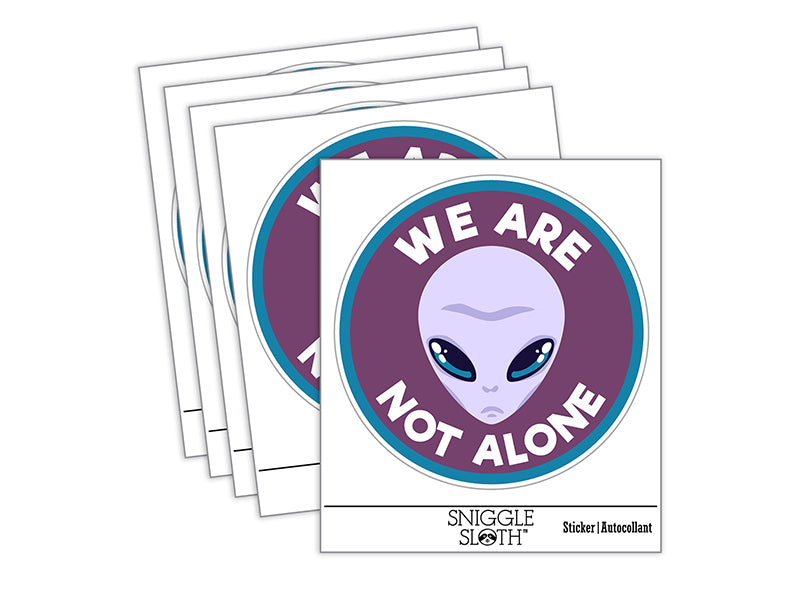 We Are Not Alone Gray Alien Head Waterproof Vinyl Phone Tablet Laptop Water Bottle Sticker Set - 5 Pack