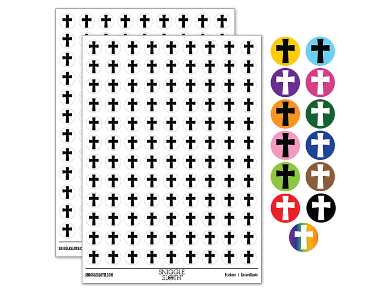 Cross Angled Christian Church Religion 0.50" Round Sticker Pack
