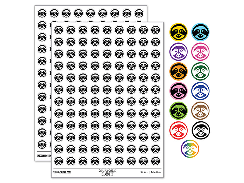 Sloth Face 0.50" Round Sticker Pack
