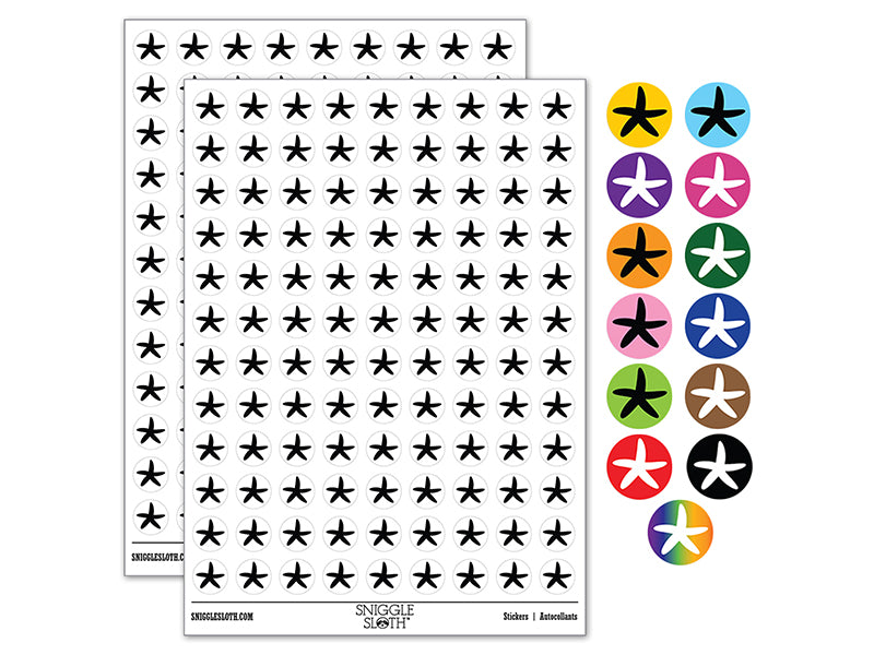 Starfish Solid Tropical Beach 0.50" Round Sticker Pack