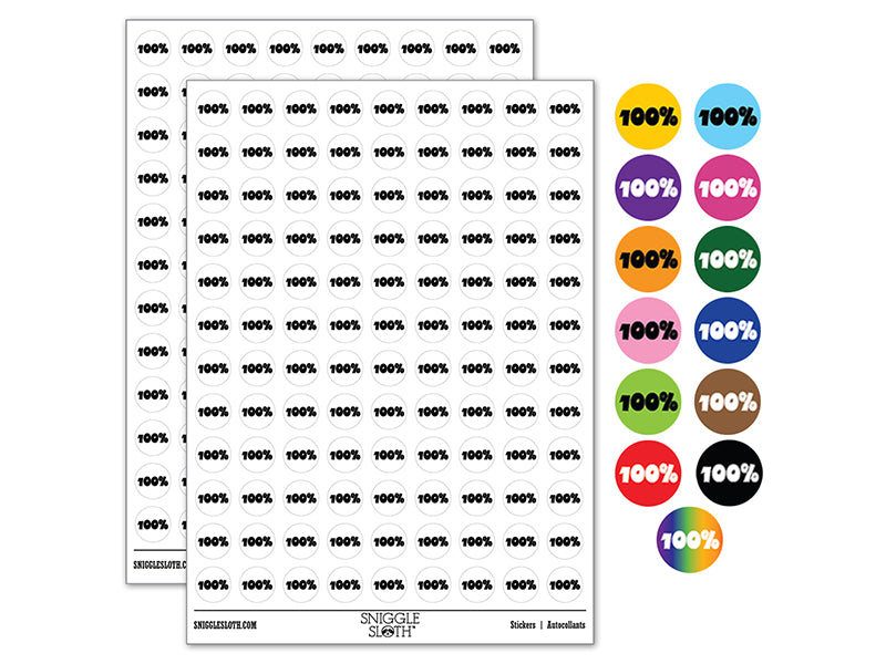 100 Percent Fun Text 0.50" Round Sticker Pack