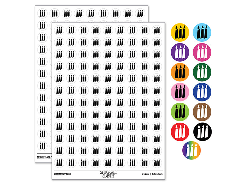 Birthday Candle Trio Solid 200+ 0.50" Round Stickers
