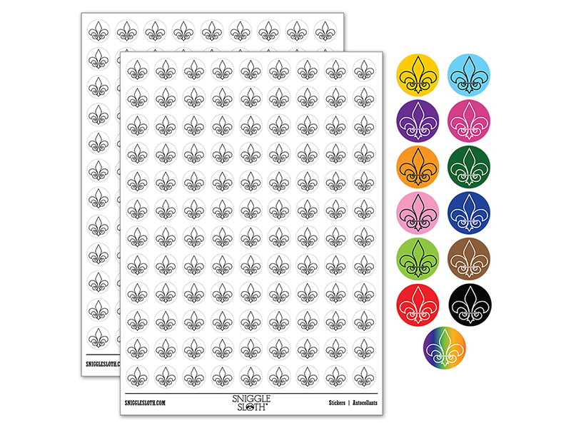 Fleur de Lis Outline 200+ 0.50" Round Stickers