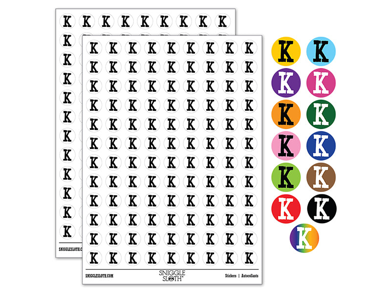 Letter K Uppercase Cute Typewriter Font 200+ 0.50" Round Stickers