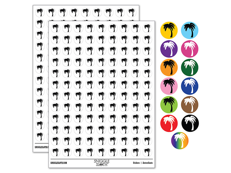 Palm Tree Tropical Solid 200+ 0.50" Round Stickers