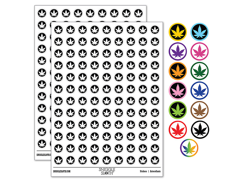 Marijuana Leaf in Circle 200+ 0.50" Round Stickers