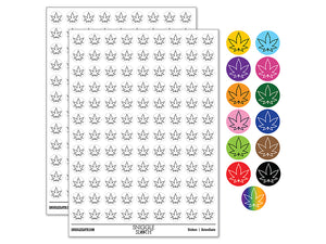 Marijuana Leaf Outline 200+ 0.50" Round Stickers